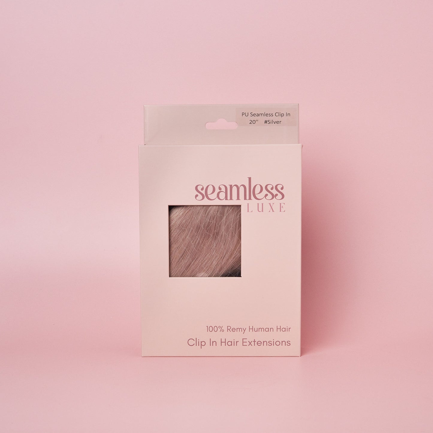 clip in human hair extensions seamless luxe silver in box