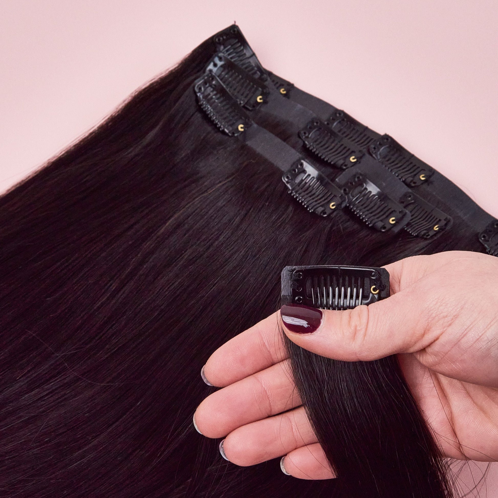 clip in human hair extensions seamless luxe 1b